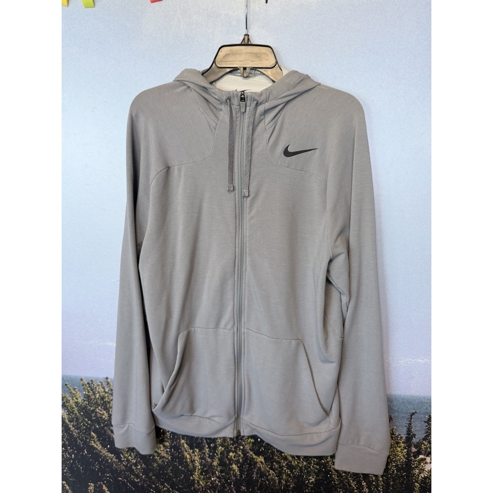Nike Pro Dri-FIT Full Zip Hoodie Mens Large Gray Training Athletic Jacket